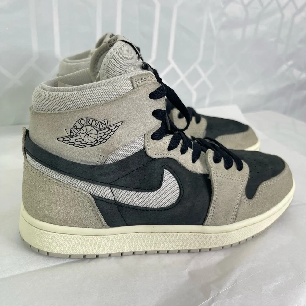 Jordan 1 High Zoom Air CMFT 2 Light Iron Ore Black Suede Sneaker Women's 9.5